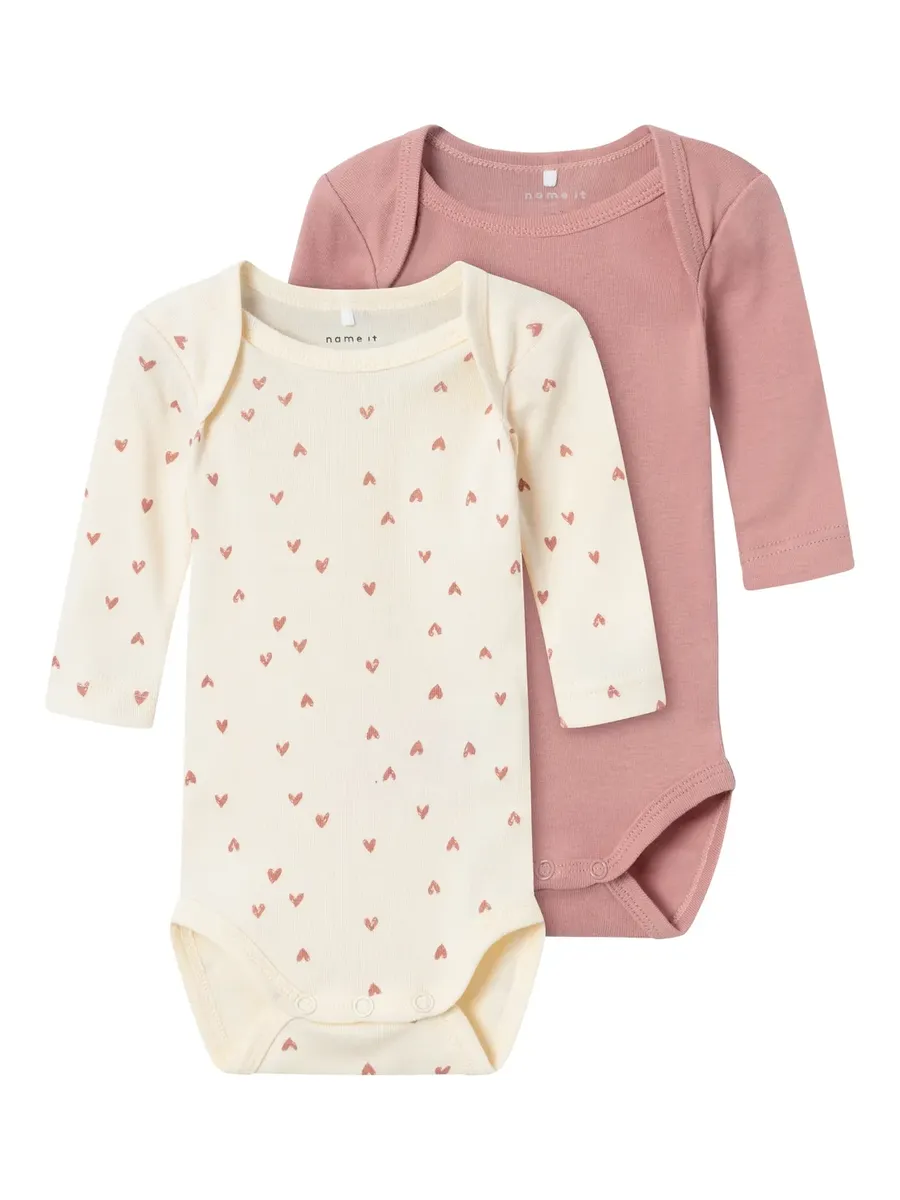 

Name It Боди "NBFBODY 2P LS BUTTERCREAM HEARTS NOOS", кремовый
