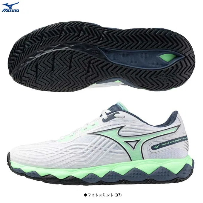 Унисекс кроссовки для тенниса «Wave Enforce Tour 2 AC» от Mizuno, White X Mint (37)