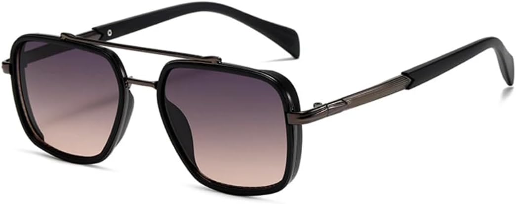 

Солнцезащитные очки с двойной перемычкой для женщин и мужчин, роскошные, ретро, ​​градиентные, с защитой от УФ-излучения UV400, в стиле панк, для активного отдыха UATXTAU, Black Gun Grey Pink