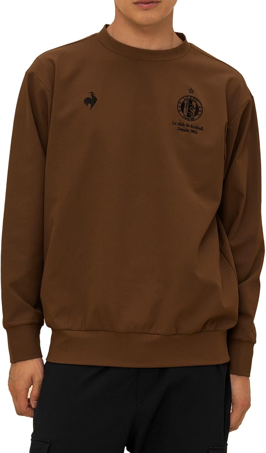 

Толстовка Le Coq Sportif LCS Plume Rib Cloth с круглым вырезом, влагоотводящая, эластичная, сухая, сохраняет форму, длинные рукава, уменьшает ощущение потливости и липкости, унисекс, для взрослых, коричневый