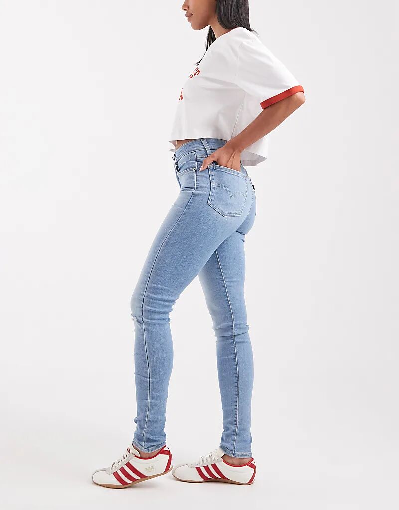 Джинсы-скинни Levi's 721 с высокой посадкой светло-голубого цвета — фото 3