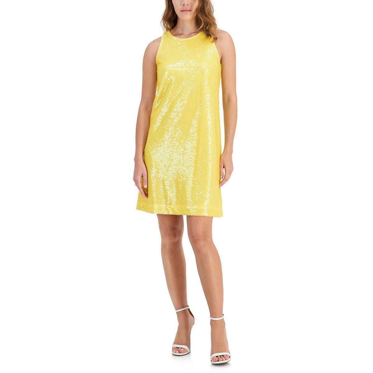 

Женское платье-трапеция с пайетками Anne Klein, цвет tuscan yellow