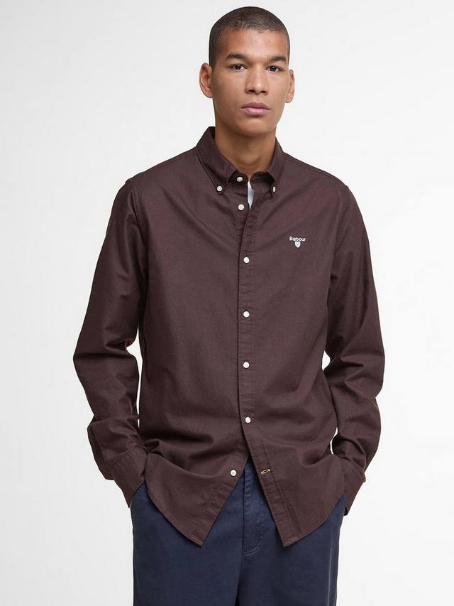 

Хлопковая оксфордская рубашка приталенного кроя Barbour, Dark Oak