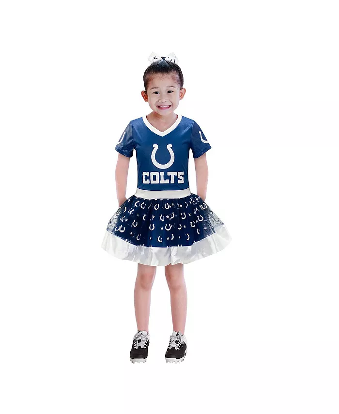 

Костюм для девочек Royal Indianapolis Colts с пачкой и V-образным вырезом для игрового дня Jerry Leigh