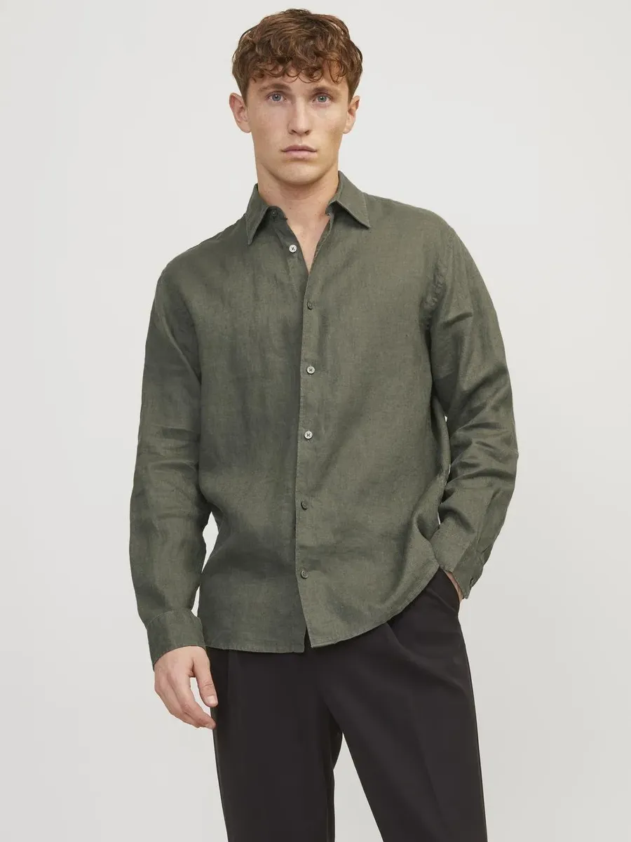 

Рубашка с длинными рукавами Jack & Jones "JPRCCLAWRENCE LINEN SHIRT L/S SN", цвет Beetle