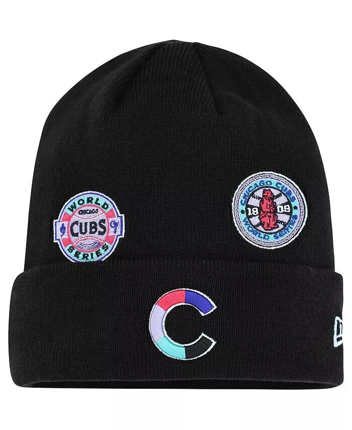 

Черная мужская вязаная шапка Chicago Cubs Polar Lights с манжетами New Era