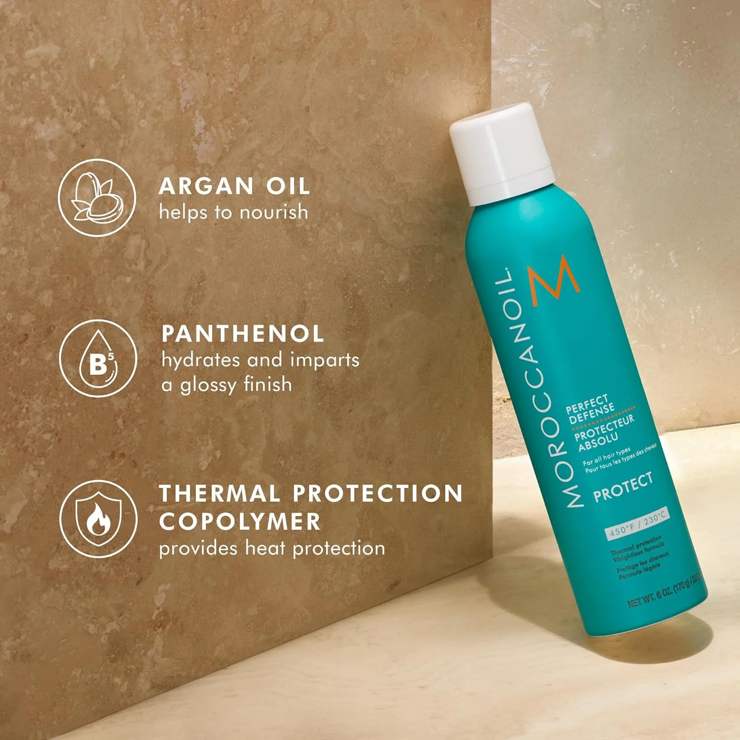 Набор термозащитного средства Moroccanoil Perfect Defense (полный и дорожный размеры) — фото 3