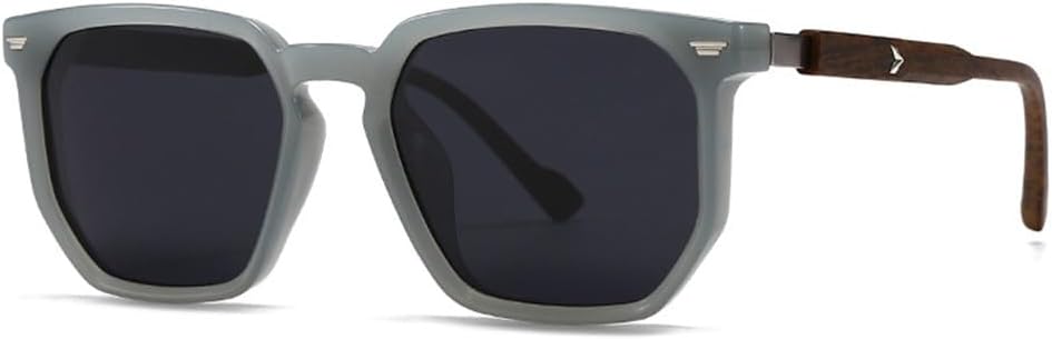 

Многоугольные квадратные мужские поляризованные солнцезащитные очки, модные женские солнцезащитные очки с отделкой под дерево и заклепками, солнцезащитные очки UV400 UJNHGQ, Jelly Gray Gray