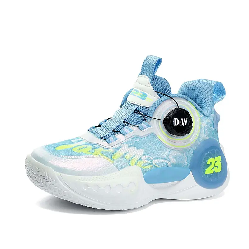 

Баскетбольные кроссовки средней высоты с амортизацией ударов и износостойкостью для детей D&W, аква