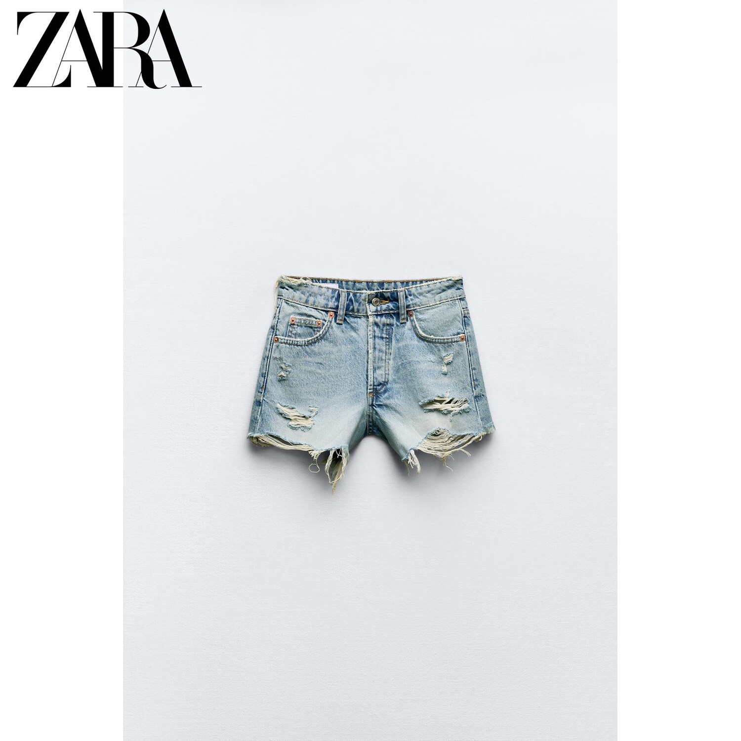 

Шорты джинсовые женские Zara со средней талией, синий