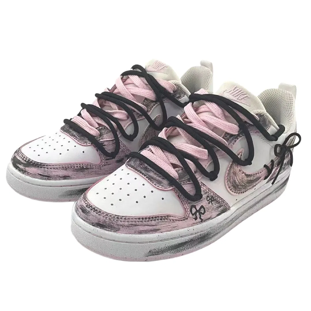 Кроссовки Court Borough Black Pink Bowknot из искусственной кожи, нескользящие, износостойкие, низкие Nike, White — фото 4