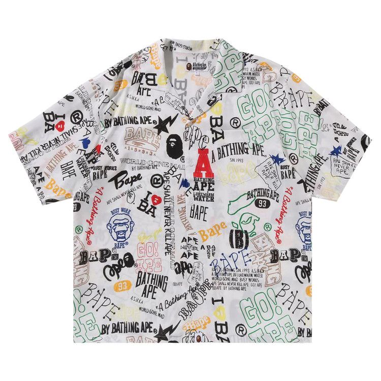 

Рубашка BAPE Hand Draw Open Collar Short-Sleeve Shirt, White