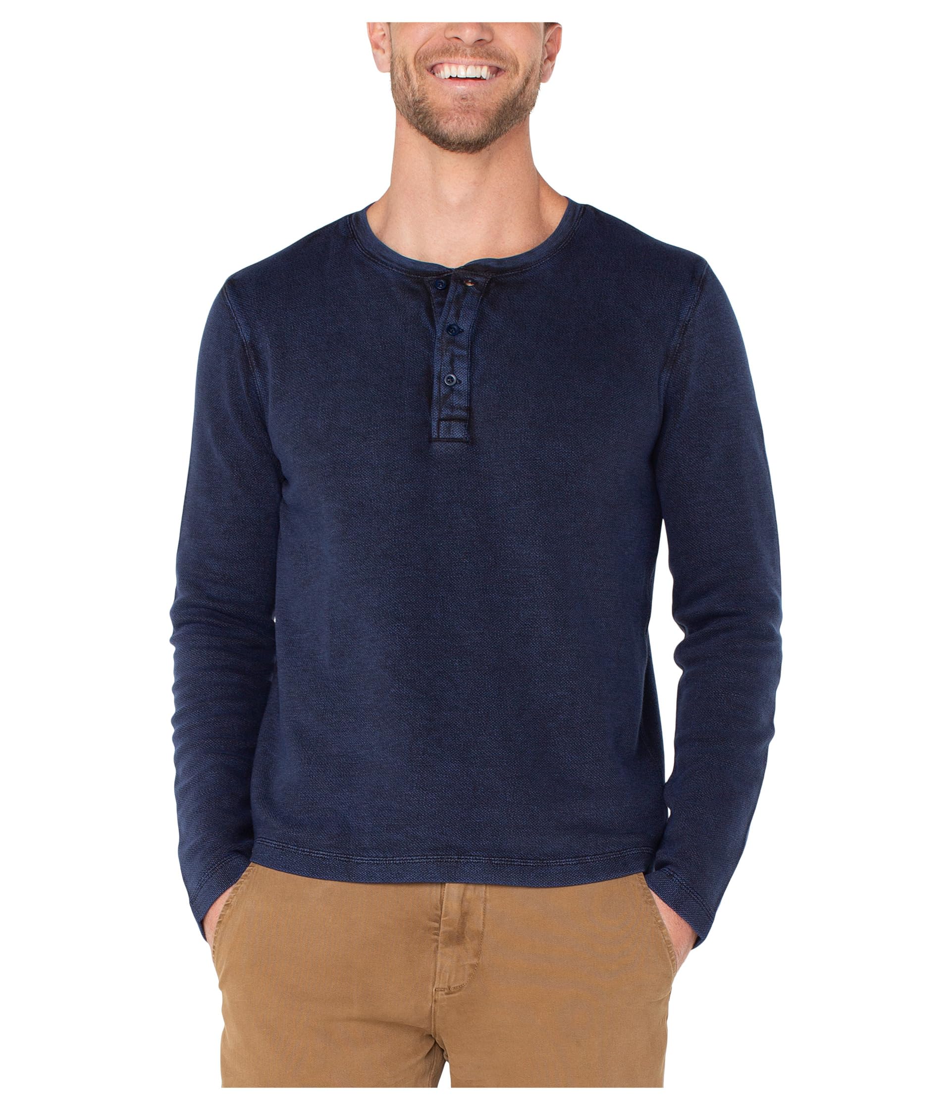 

Рубашка Liverpool Los Angeles Long Sleeve Henley Shirt, цвет Midnight Blue/Black