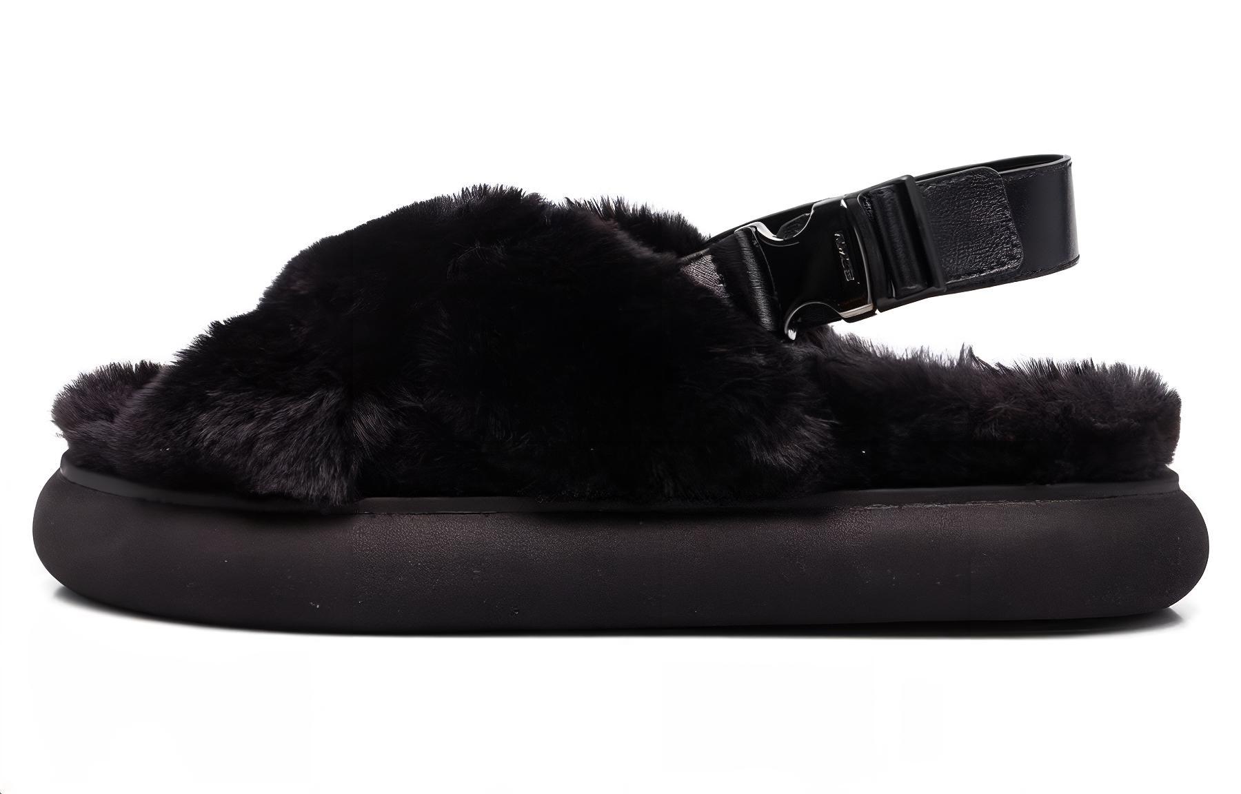 Сандалии Solarisse из искусственного меха на плоской подошве Moncler, Original Shoe Box Included
