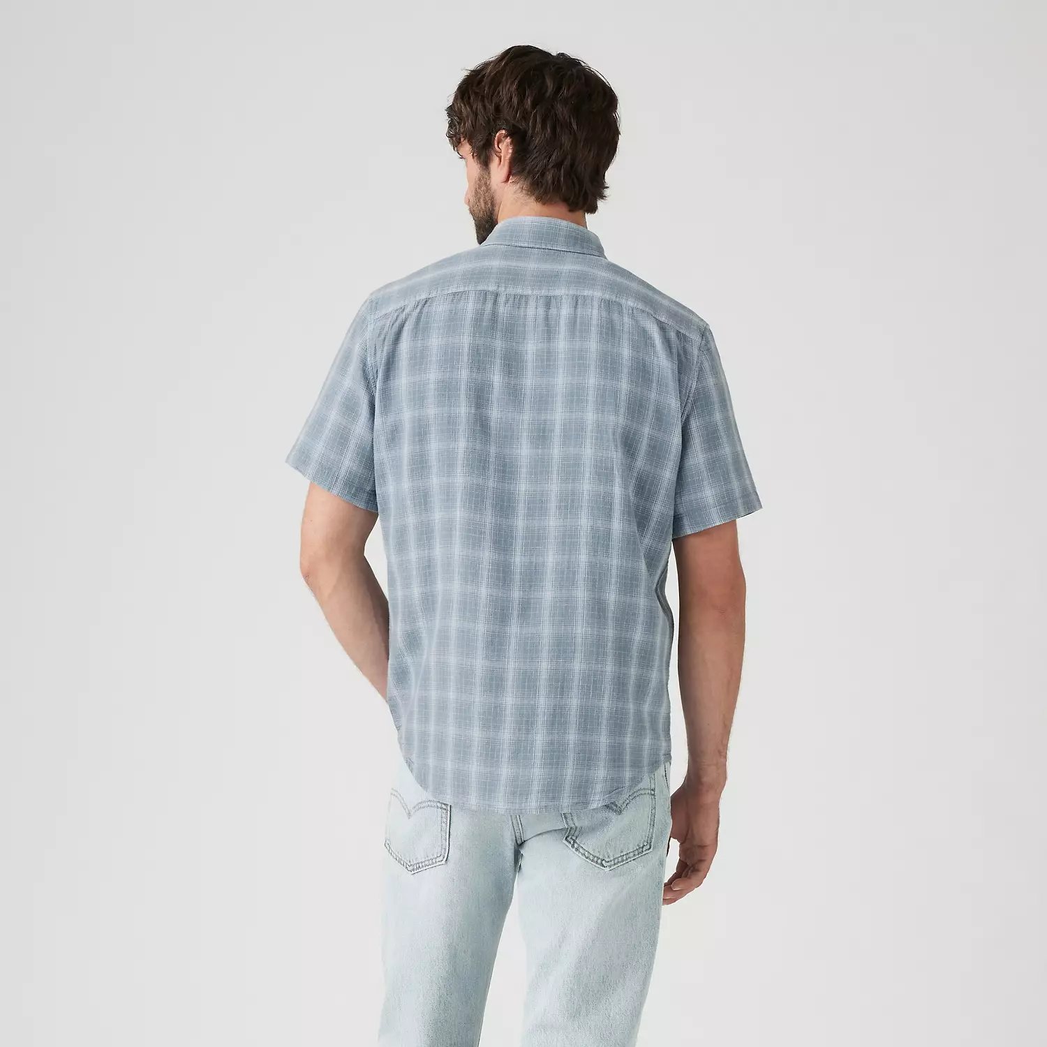 Рубашка с коротким рукавом Sunset из хлопка и льна с одним карманом Levi's, цвет Leon Plaid Bright White - Blue — фото 3