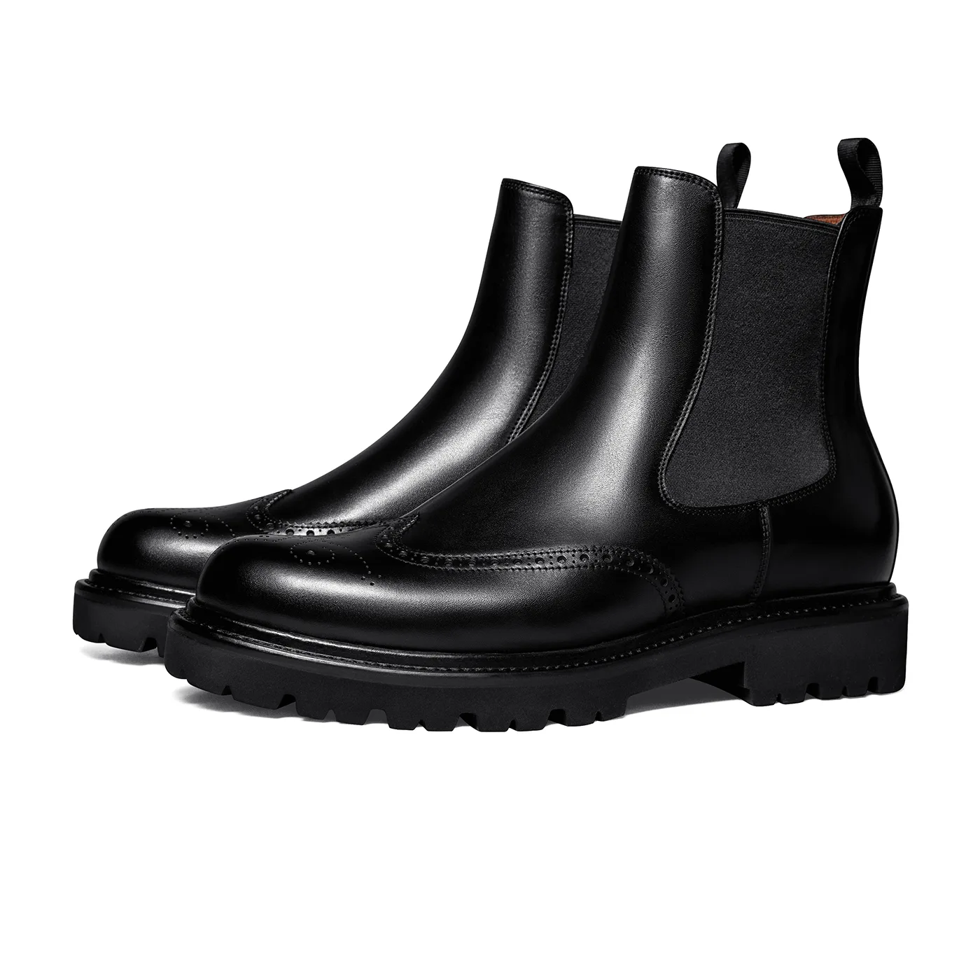 THOM WILLS Кожаные челси-ботинки brogue с вышивкой, черные — фото 4