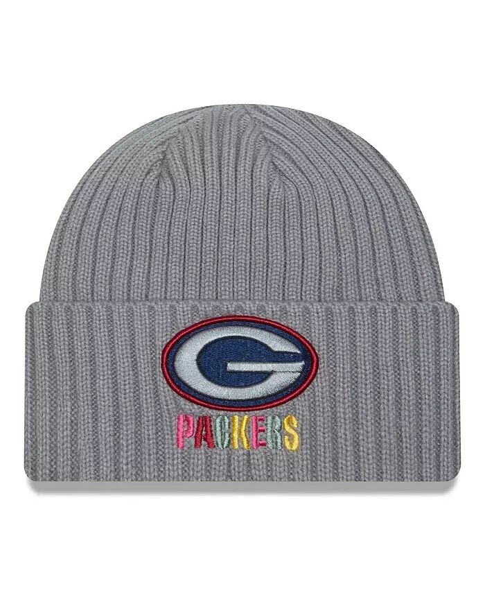 

Мужская серая вязаная шапка Green Bay Packers Color Pack с несколькими манжетами New Era, серый