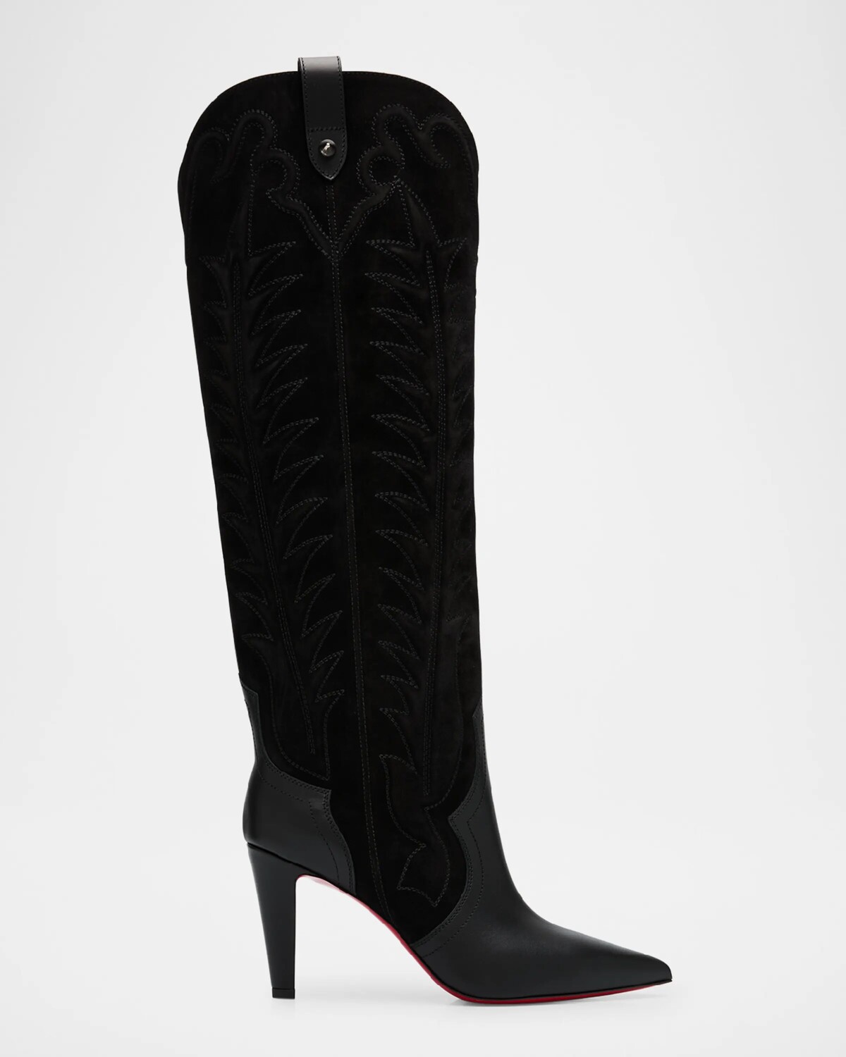 Сапоги Santia Botta из смешанной кожи на красной подошве Christian Louboutin, черный