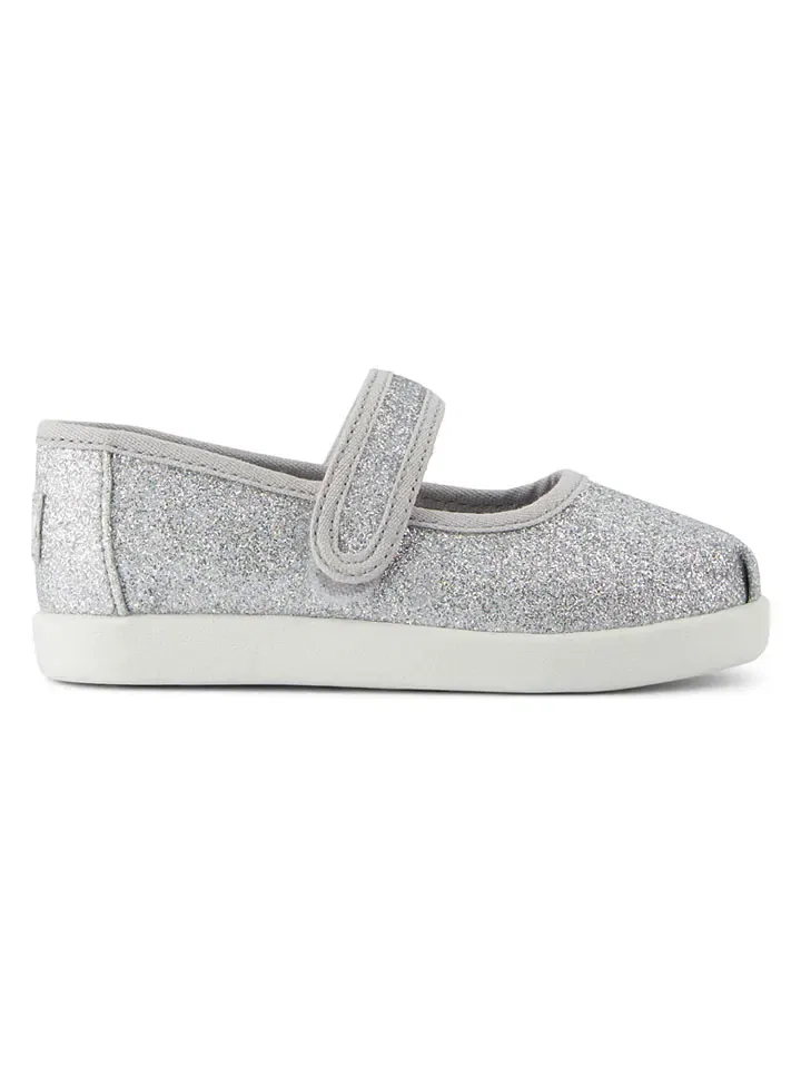 Балетки, блестящие, TOMS, серебристый