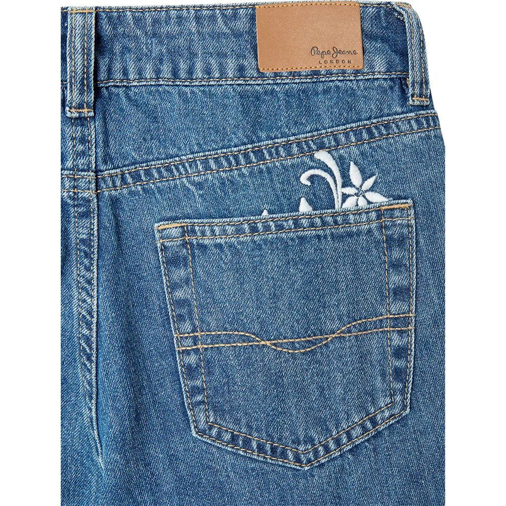Джинсы Pepe Jeans Straight HW Robyne Floral с высокой талией, синий — фото 4