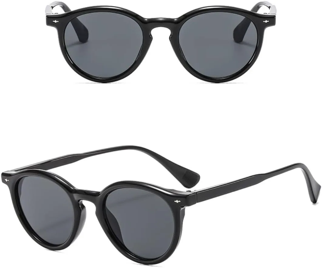 

Солнцезащитные очки для мужчин и женщин - защита UV400 - круглая овальная оправа, цветные линзы, для занятий спортом на открытом воздухе и вождения DSVIGF, Black