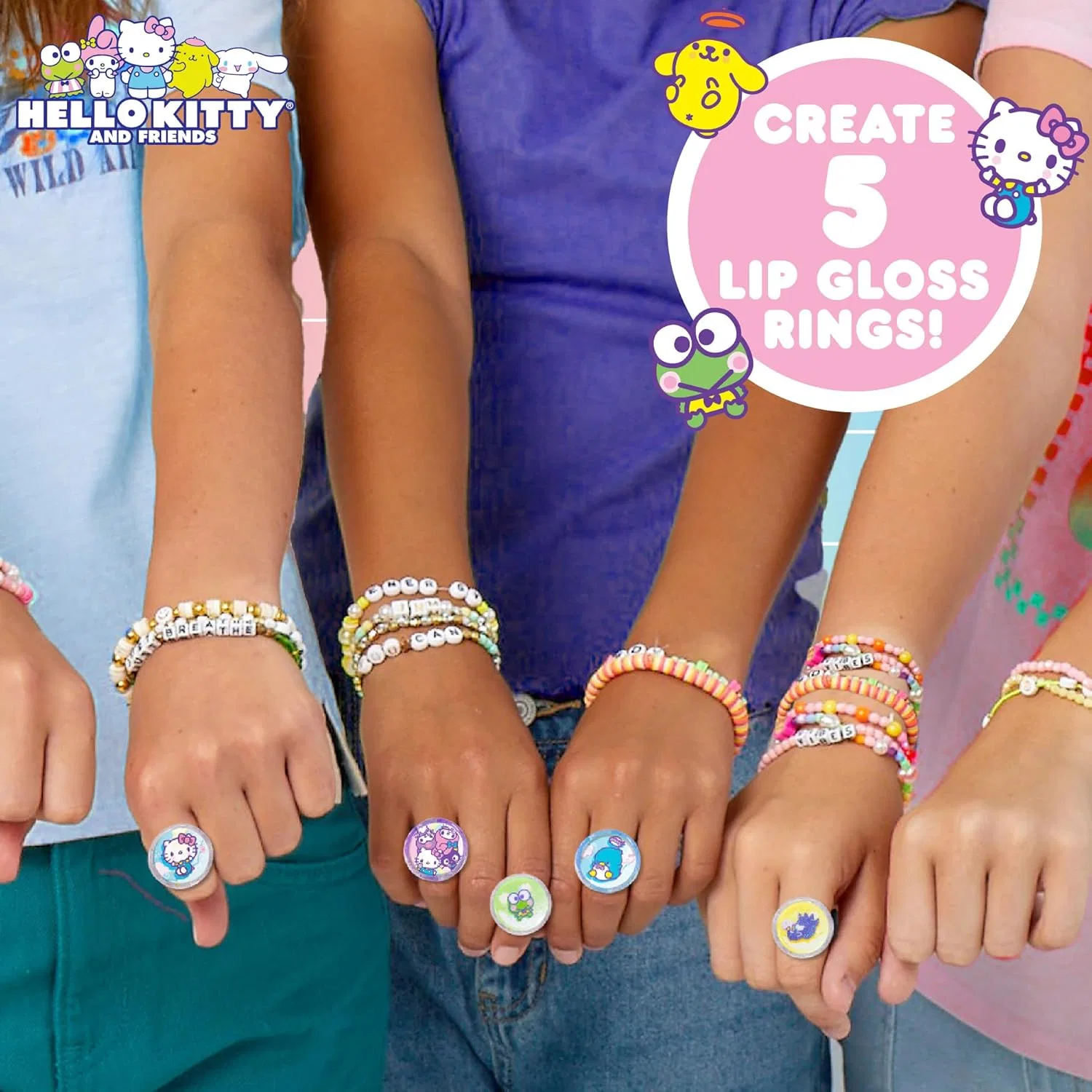 Набор для создания блеска для губ Sanrio Hello Kitty and Friends Shi ммer Lip Gloss Making Kit, 5 колец, мультиколор Horizon Group, Usa — фото 2