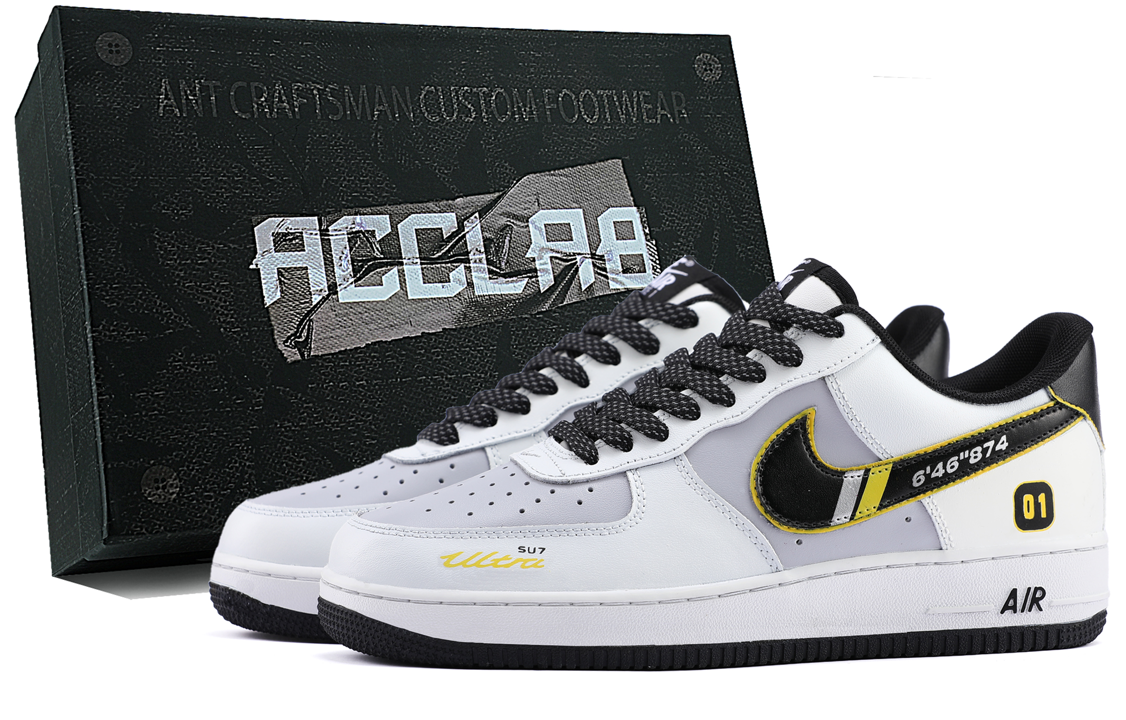 

Nike Легкие низкие кроссовки для скейтбординга Air Force 1, мужские, белые, желтые