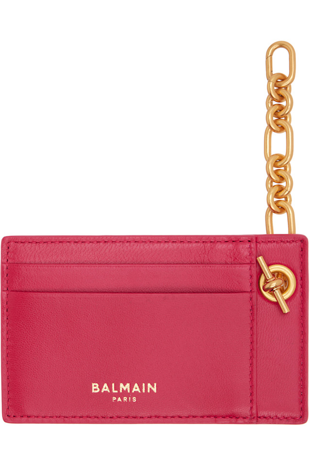 Кардхолдер Pulse из овечьей кожи Balmain, розовый — фото 2