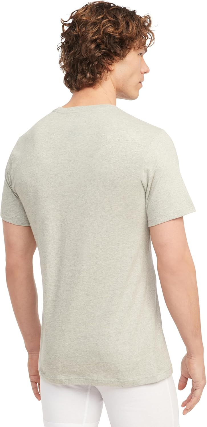 Мужские футболки Tommy Hilfiger, комплект из 3 пар классических хлопковых футболок Slim Fit Crew, Slim Crew Neck - White/Grey/Navy — фото 4