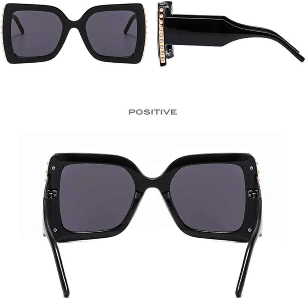 

Модные солнцезащитные очки большого размера для женщин, ретро, ​​роскошные, с жемчужной отделкой, двухцветные, с широкими дужками, мужские, UV400 VRTRFFTR, Black Grey