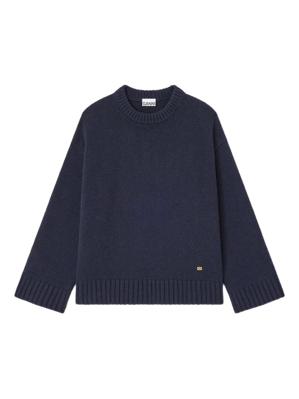 

Свитер с приспущенными плечами GANNI, синий