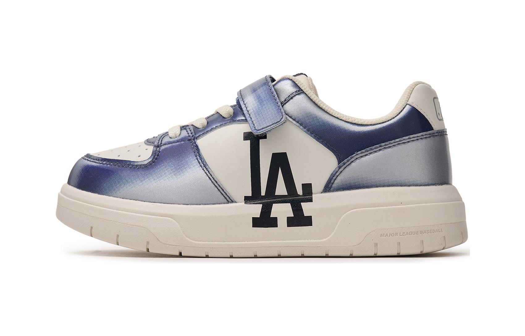 

Антискользящие износостойкие низкие детские скейтбординговые кроссовки сине-белые MLB для детей 3-7 лет