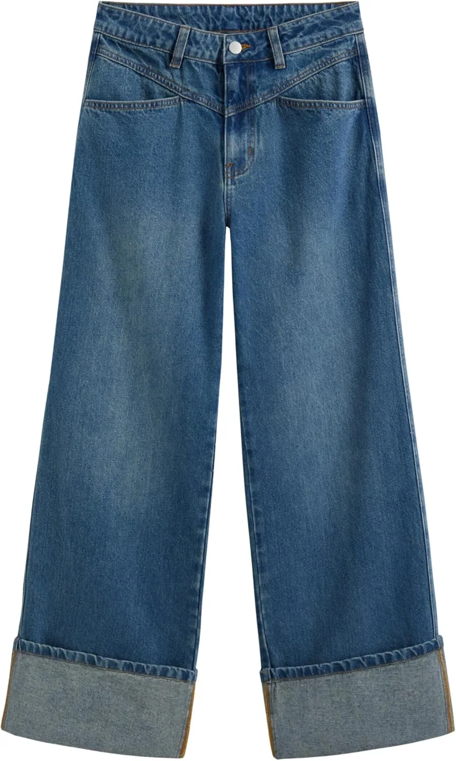 

CIDER Женские мешковатые джинсы Straight Wide Leg с высокой посадкой и подворотами