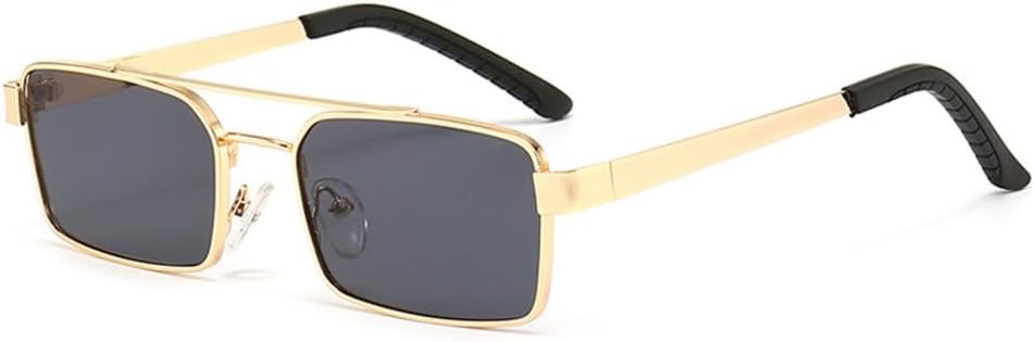 

Солнцезащитные очки в стиле ретро с двойной перемычкой для женщин, модные очки с металлическим градиентом, винтажные солнцезащитные очки с полой оправой для мужчин MTZJH, Black Gold