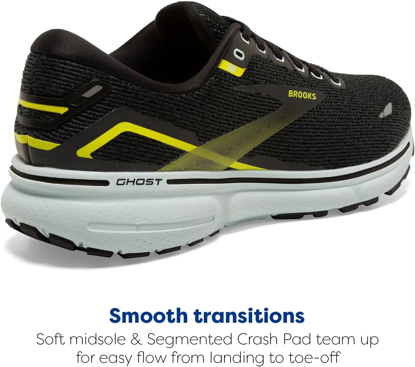 Мужские беговые кроссовки Brooks Ghost 15 нейтрального цвета, Black/Ebony/Nightlife — фото 3