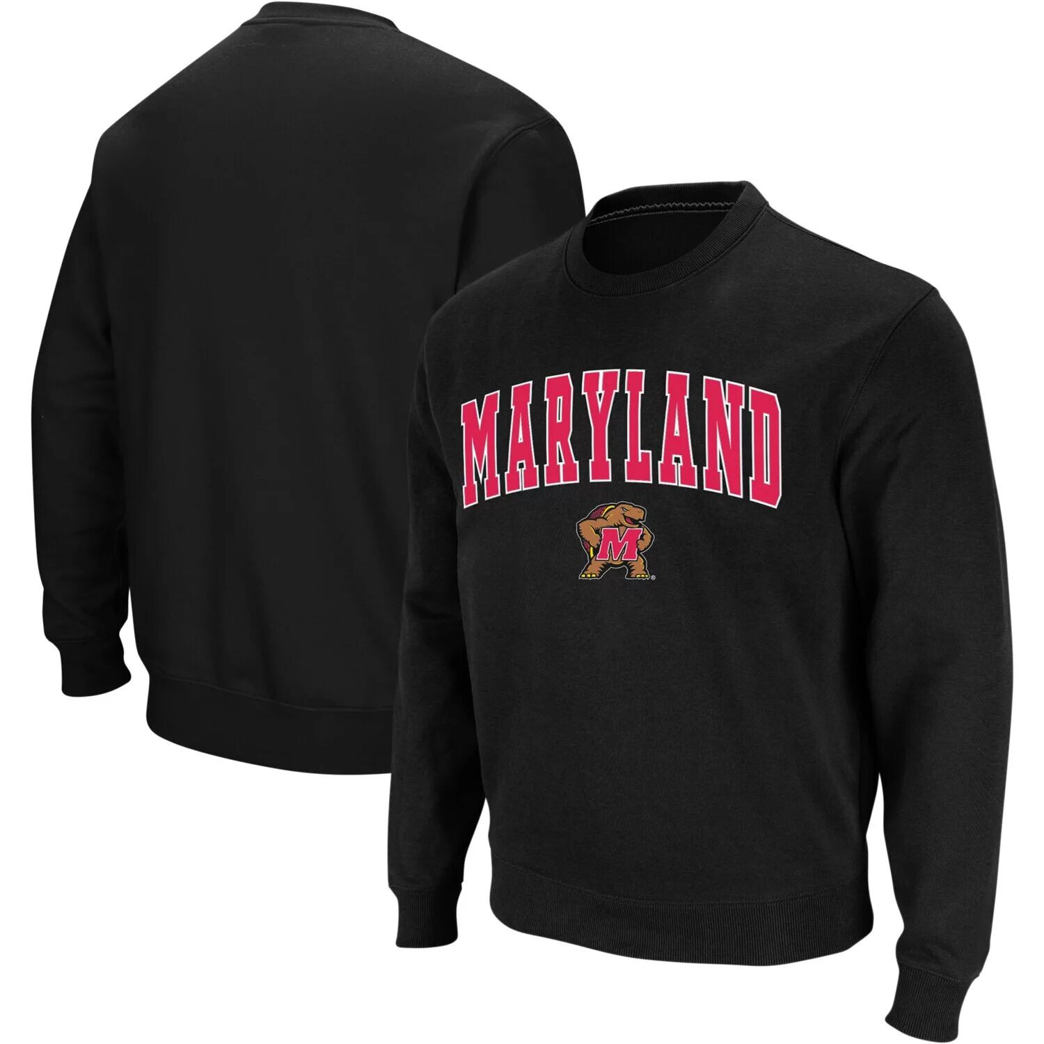 

Мужской черный свитшот с круглым вырезом с аркой и логотипом Maryland Terrapins Colosseum