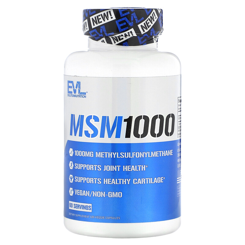 

EVLution Nutrition, МСМ 1000, 1000 мг, 120 растительных капсул (500 мг на капсулу)