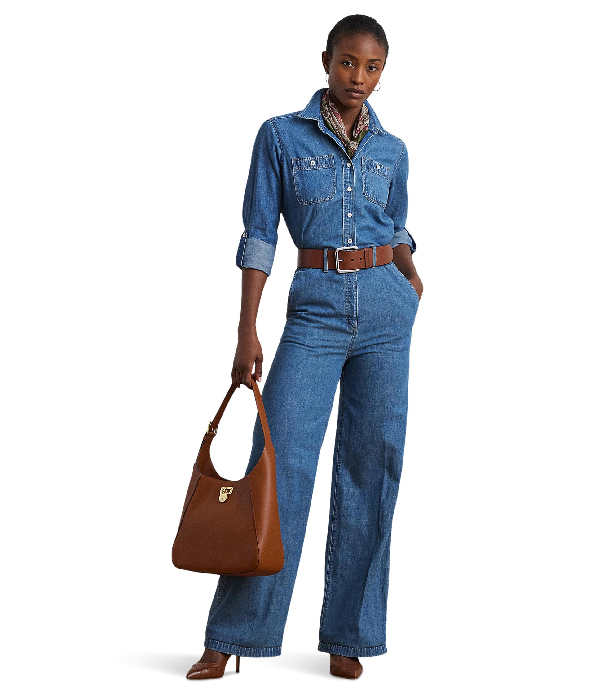 

Комбинезон Lauren Ralph Lauren Denim Wide Leg Jumpsuit, цвет Opal Wash