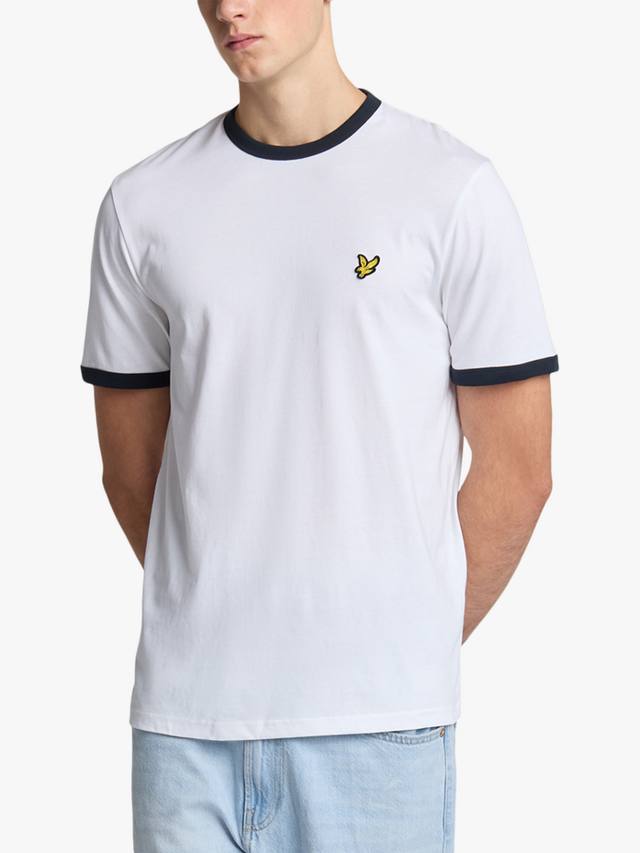 

Футболка Ringer из хлопка Lyle & Scott, White/Dark Navy