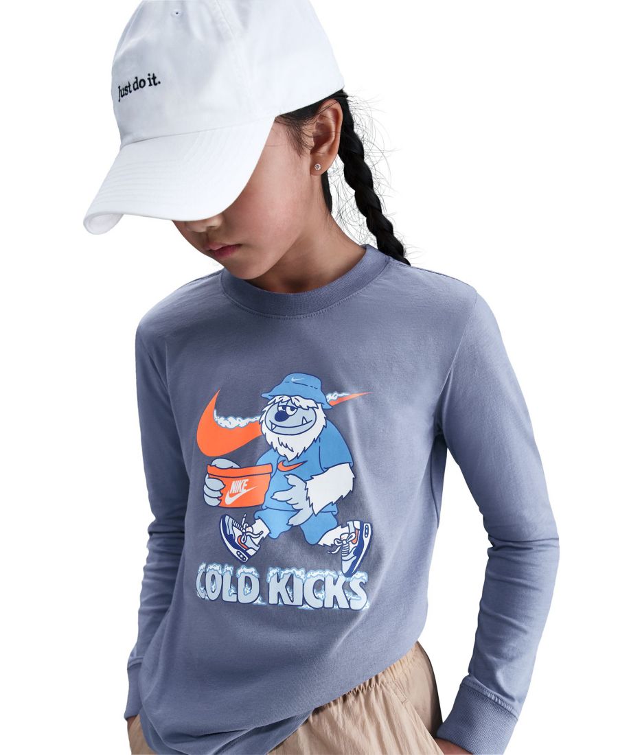 Детская спортивная футболка с длинными рукавами и принтом Nike, World Indigo — фото 3