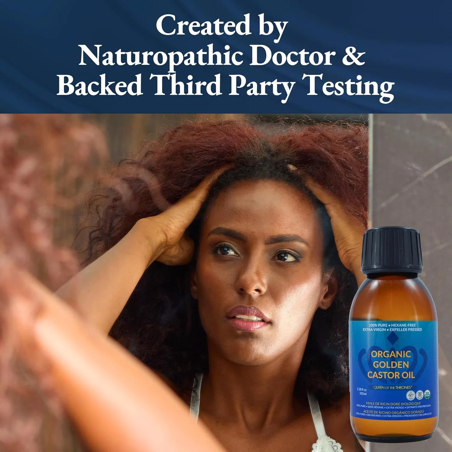 Средство для снятия макияжа Queen of the Thrones — Волос и ногтей Organic Golden Castor Oil, 100 мл — фото 4