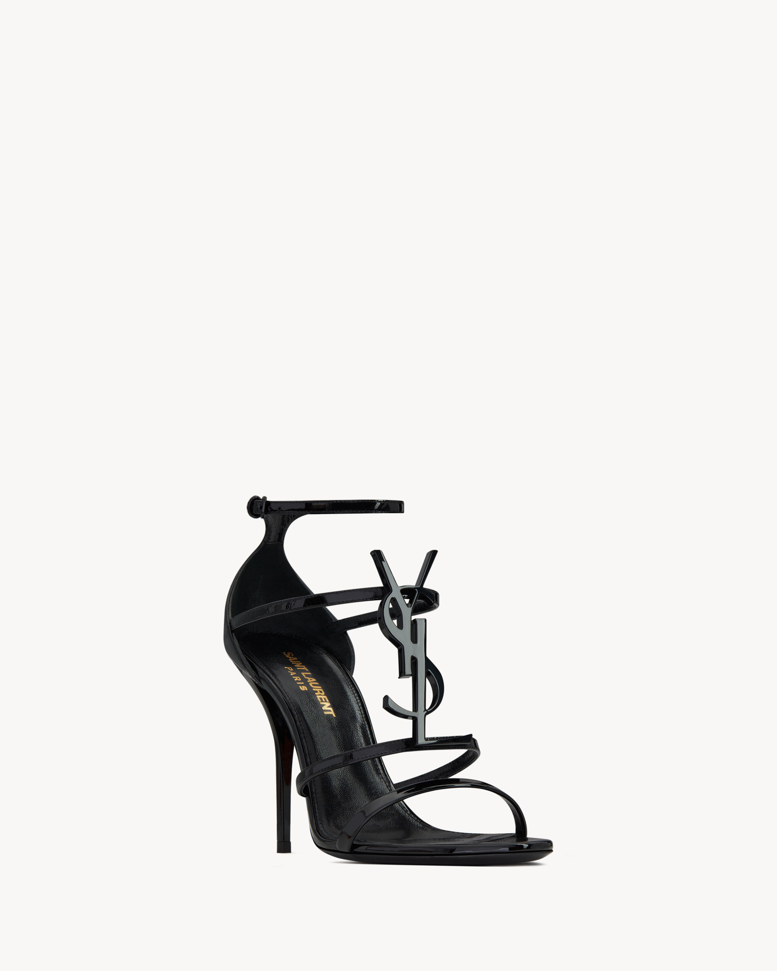 Босоножки CASSANDRA из лакированной кожи SAINT LAURENT, черный — фото 3