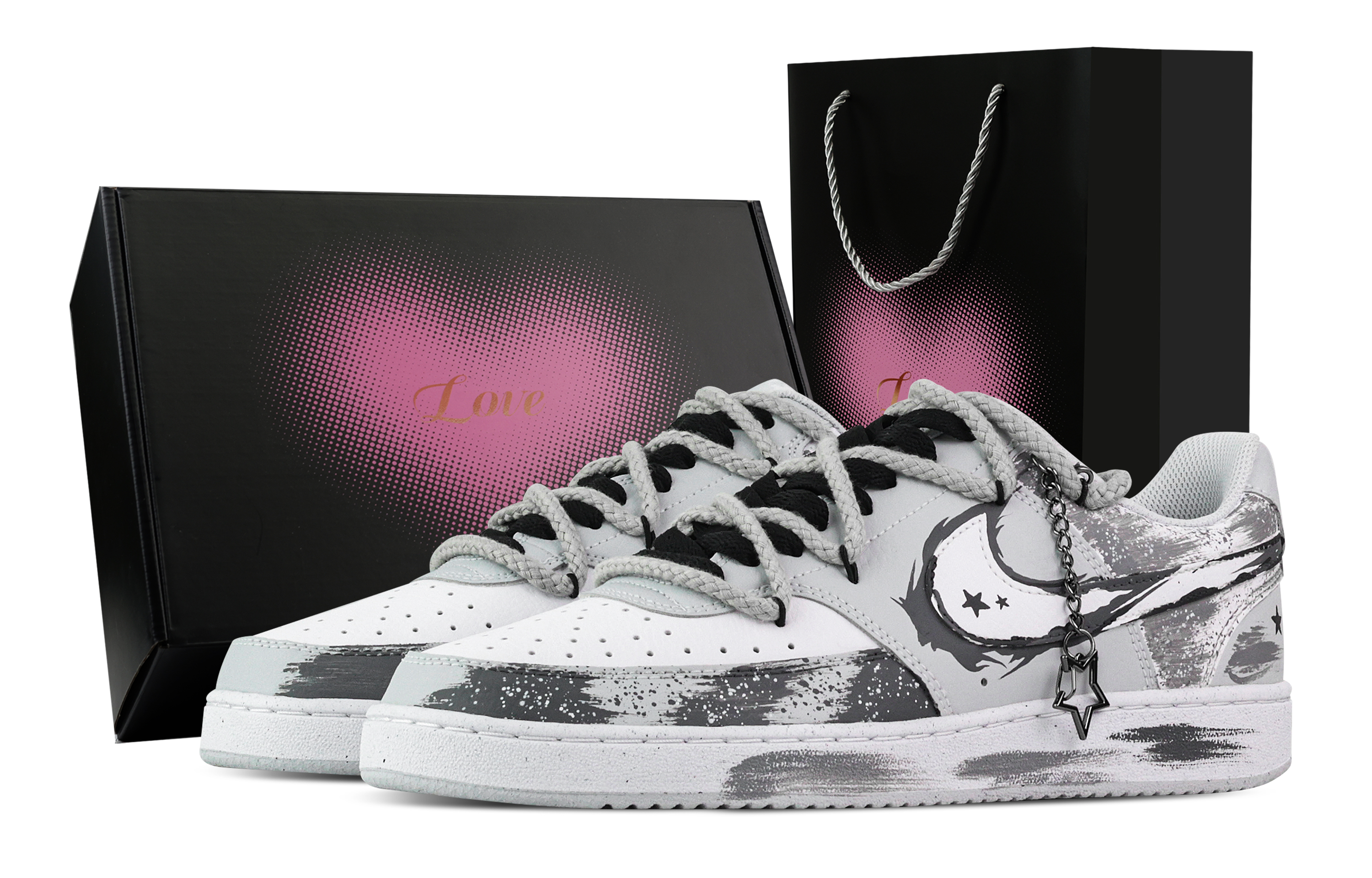 

Nike Кроссовки Court Vision Hidden Ink, Heart Box, износостойкие, низкие, для скейтбординга, мужские, белые, серые