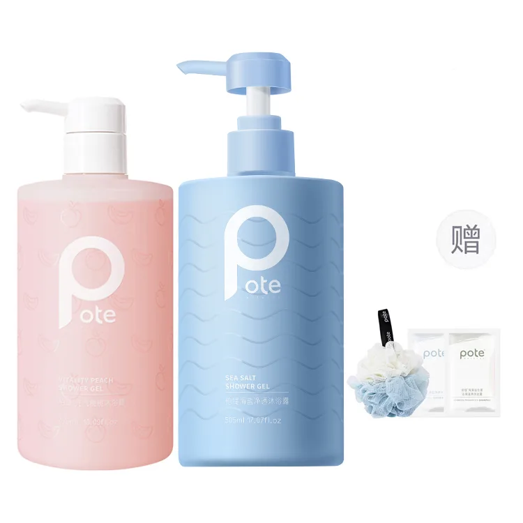 POTE Гель для душа Fresh Look Peach с ароматом персика для снятия зуда и глубокого очищения 375 мл/475 мл
