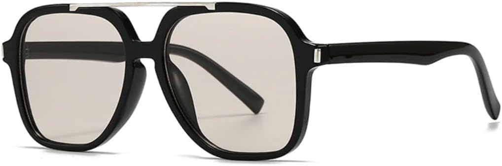 

Модные солнцезащитные очки с увеличенными двойными перемычками для женщин, защита от УФ-излучения UV400, ретро-заклепки, для мужчин, темно-зеленые VRTRFFTR, Black Champagne