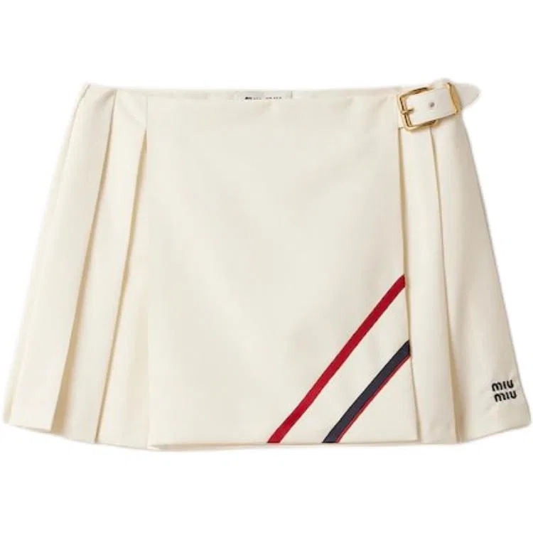 Мини-юбка плиссе MIU MIU, White