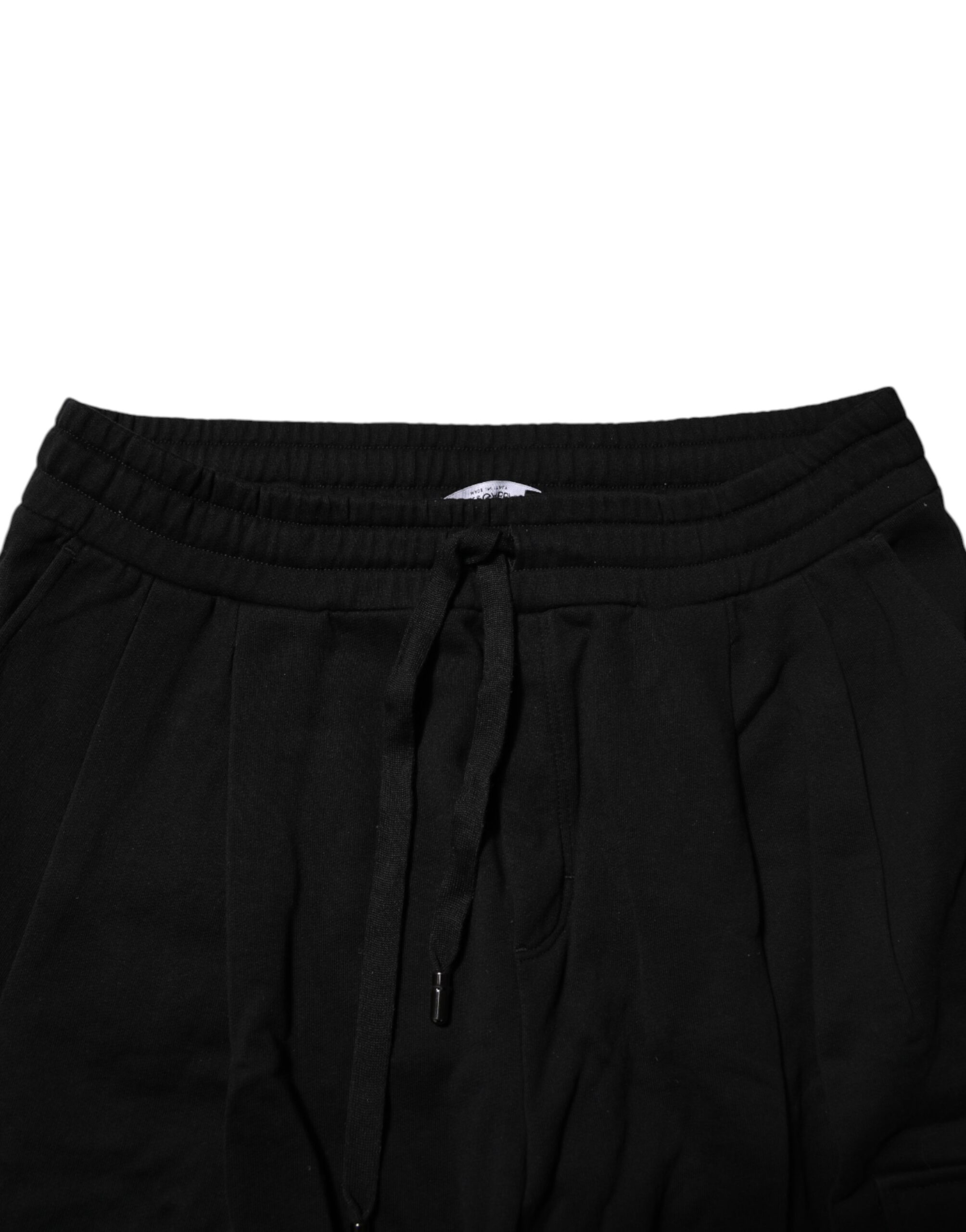 Черные хлопковые спортивные штаны с логотипом Jogger Dolce & Gabbana, черный — фото 4