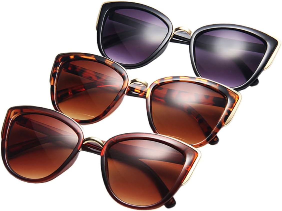

FRCOLOR 3 шт. Винтажные солнцезащитные очки «кошачий глаз» для женщин. Стильные пластиковые декоративные очки с леопардовым принтом и оправой для вечеринок и активного отдыха на природе, Assorted Color