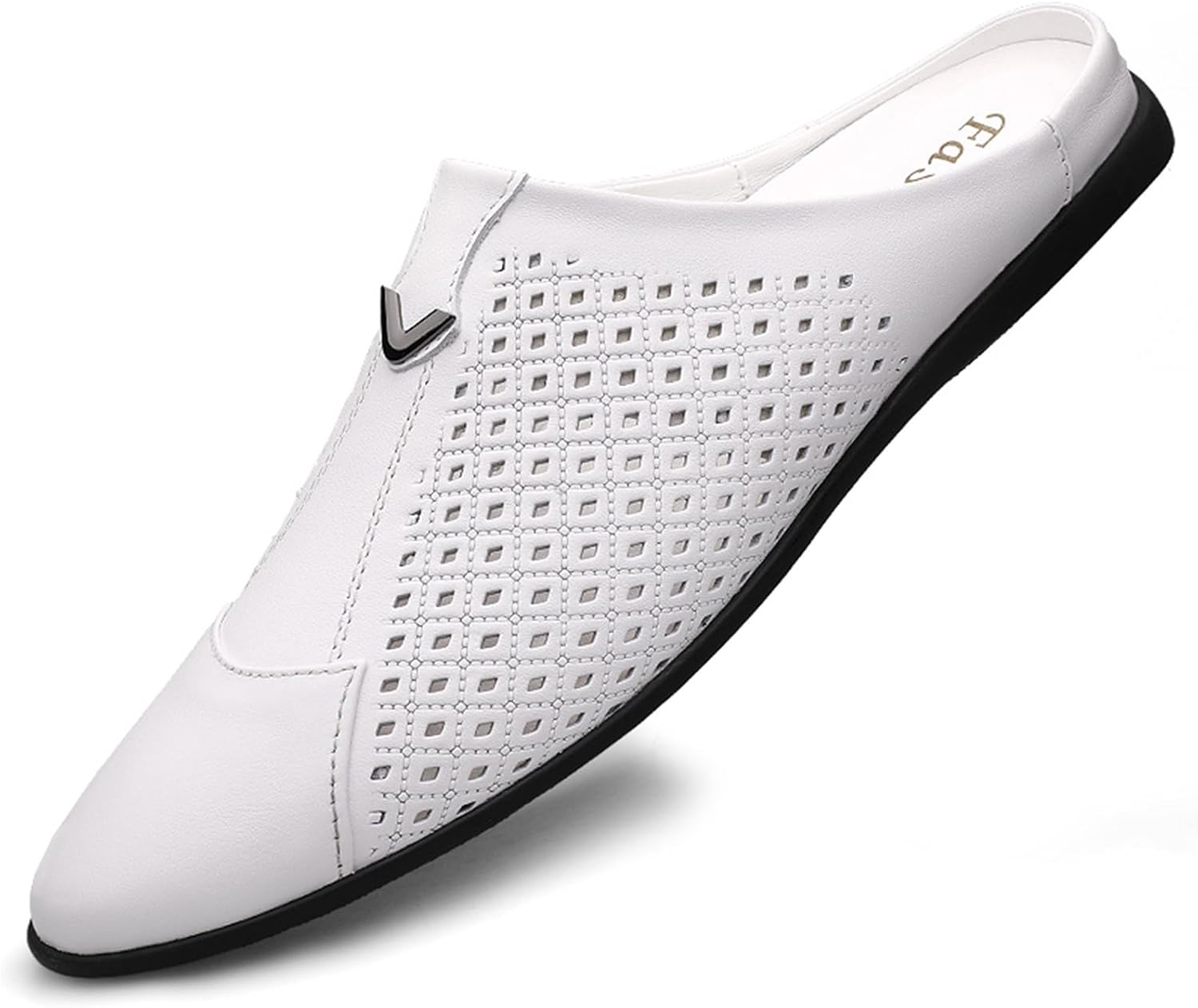 

Мужские сандалии-мюли Abborora без задника с отделкой под лоферы, модная кожаная обувь для повседневного и официального гардероба, белый