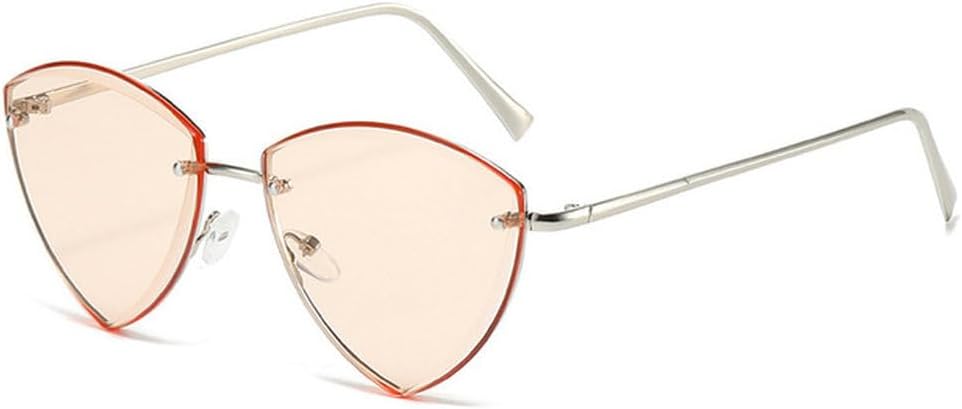 

Винтажные солнцезащитные очки без оправы для женщин и мужчин, очки «кошачий глаз», женские очки с защитой от УФ-излучения UV400, женские солнцезащитные очки MTZJH, Silver-lightbrown